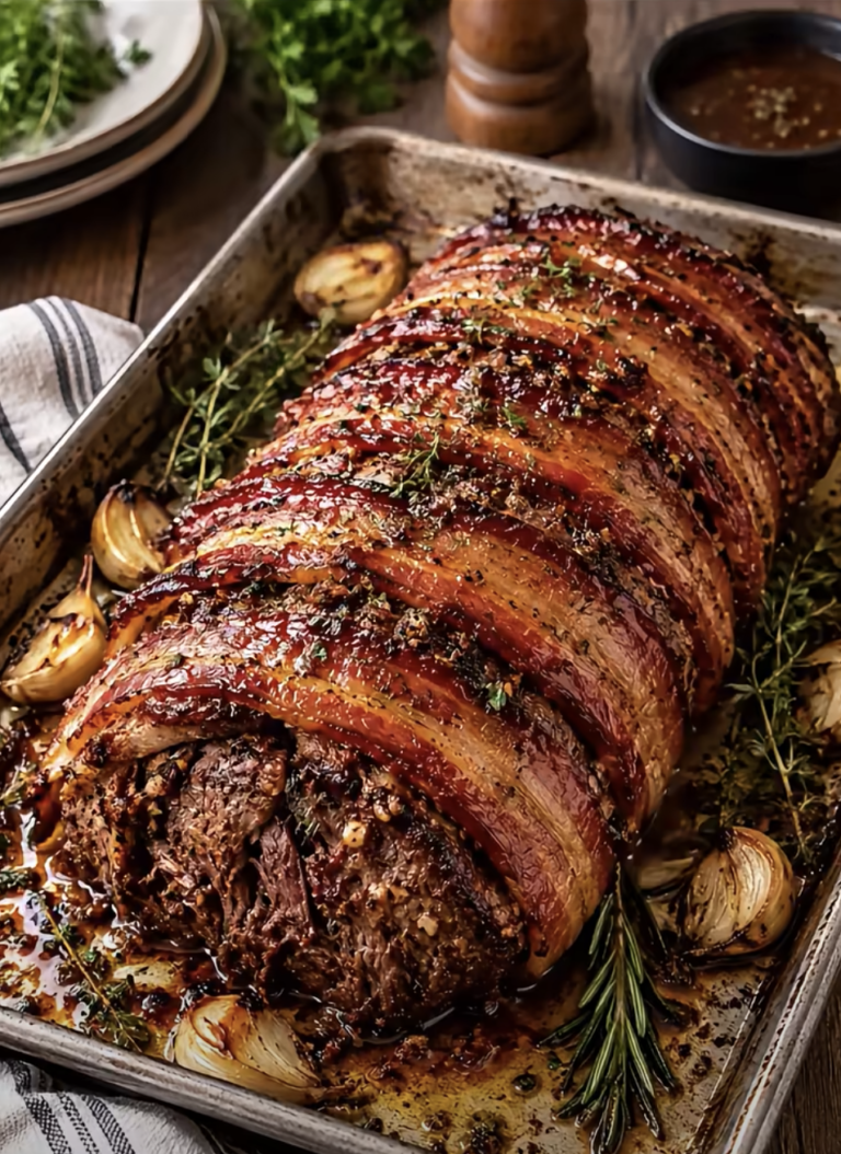 Bacon-Wrapped BBQ Beef Roast: Tender Smoky Glazed Beef