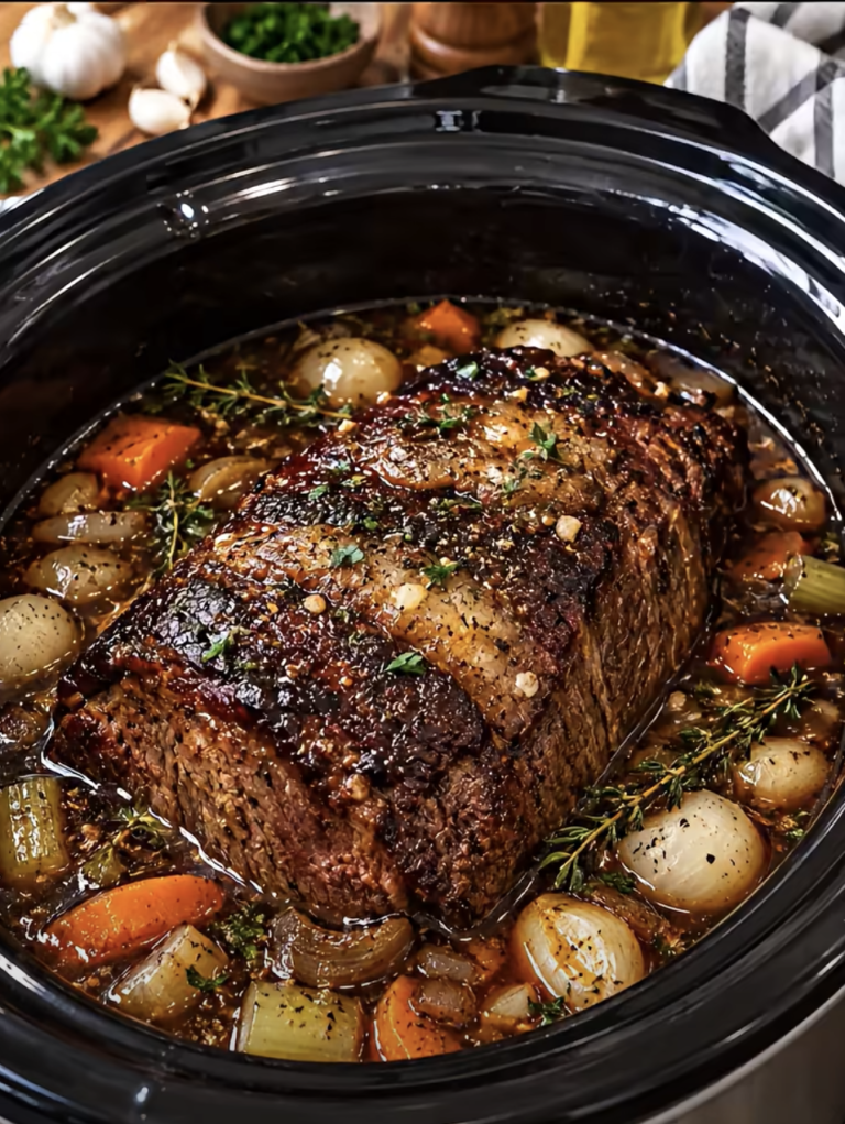 Slow Cooker Garlic Herb Beef Roast: Tender Savory Dinner
