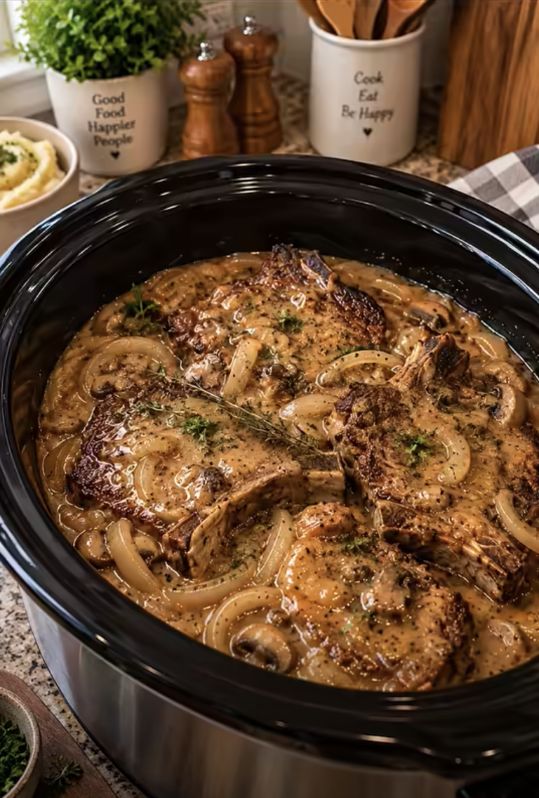 Slow Cooker Smothered Beef Chops: Tender Beef With Creamy Mushroom Gravy