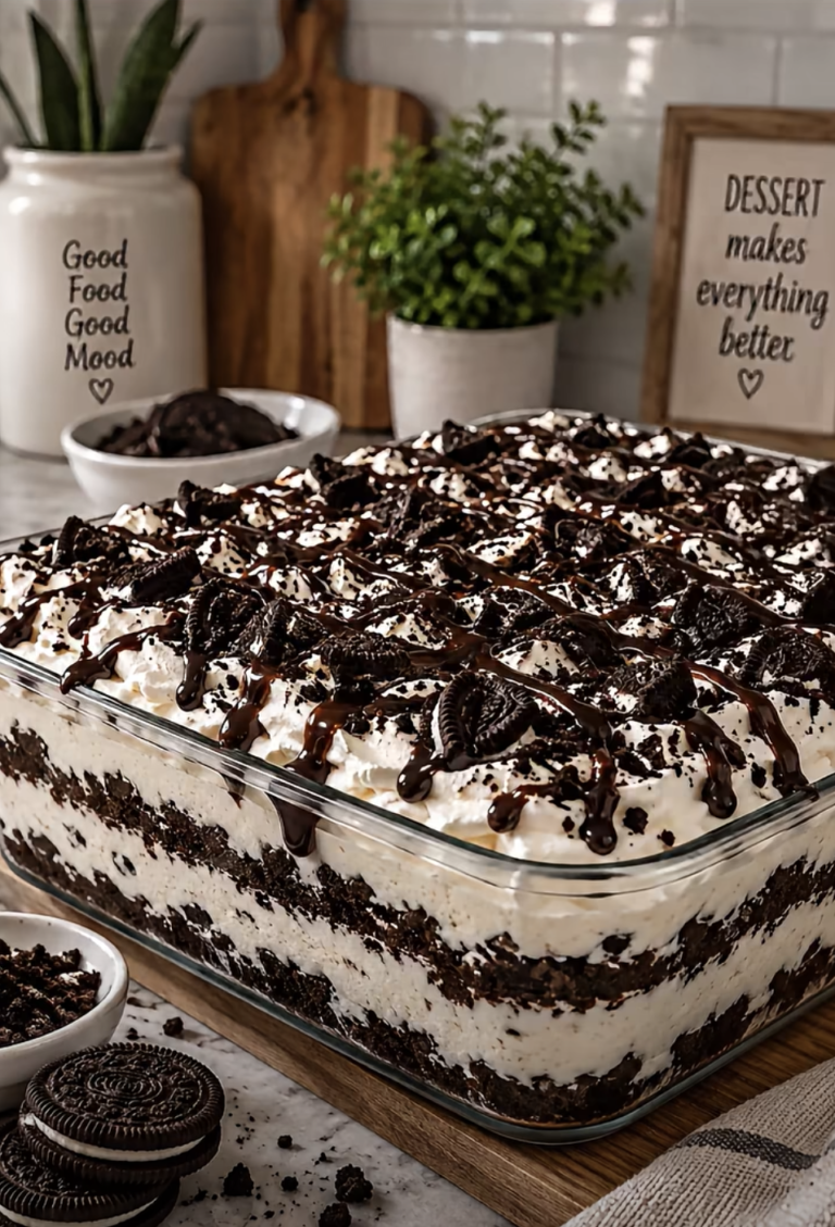 No-Bake Cookies and Cream Icebox Cake