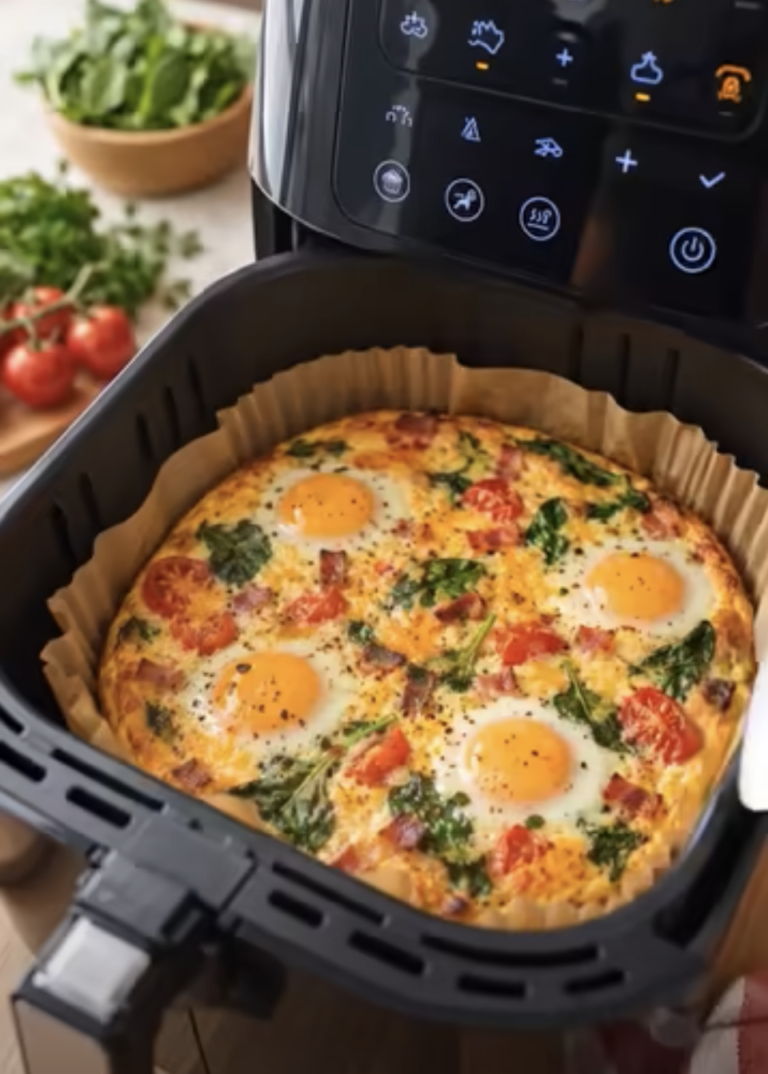 Air Fryer Crustless Spinach & Tomato Quiche
