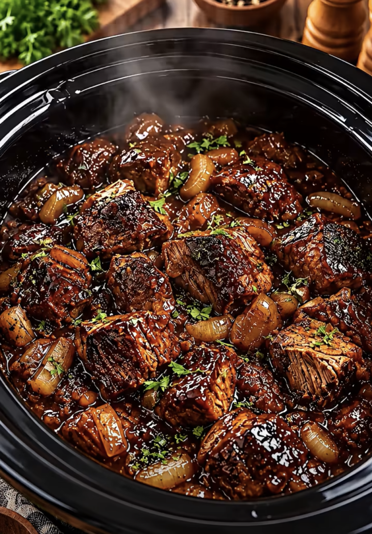 Slow Cooker Caramelized Beef Bites
