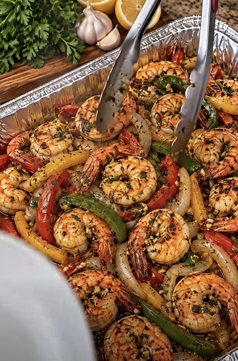 Garlic Butter Shrimp Peppers and Onions