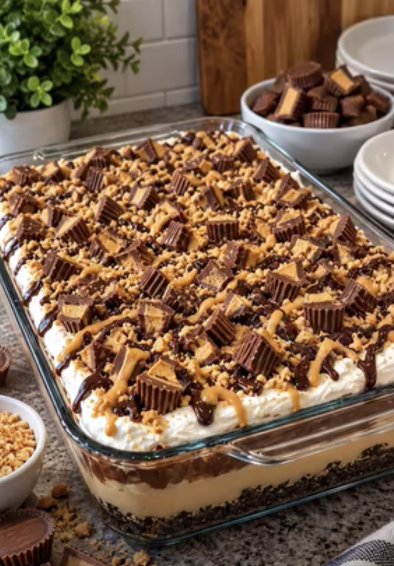Chocolate Peanut Butter Lasagna – Easy No-Bake Layered Dessert