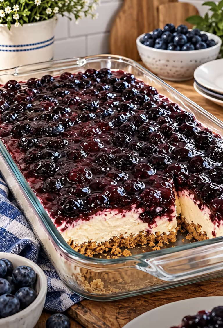 Sugar-Free Easy Blueberry Delight – Creamy Layered Dessert with Almond Flour Crust