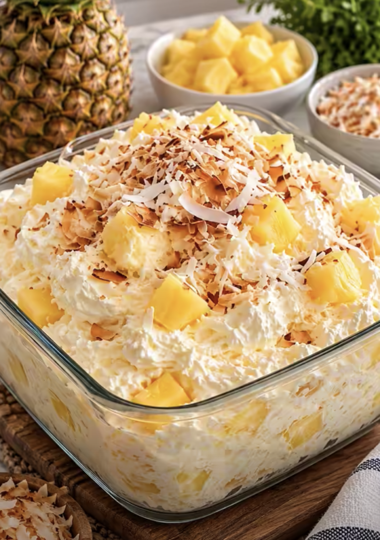 High-Protein Pineapple Coconut Fluff – Easy Creamy Tropical Dessert