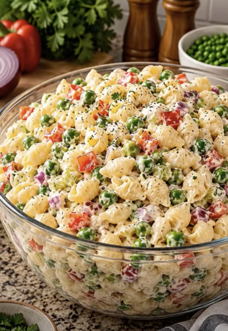 Creamy Pasta Salad with Peas – Easy Classic Macaroni Salad Recipe