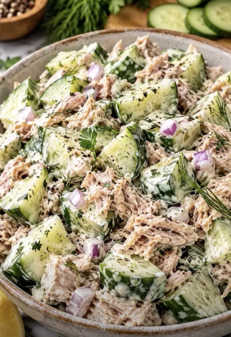 High-Protein Creamy Tuna Cucumber Salad – Easy Healthy Lunch Recipe