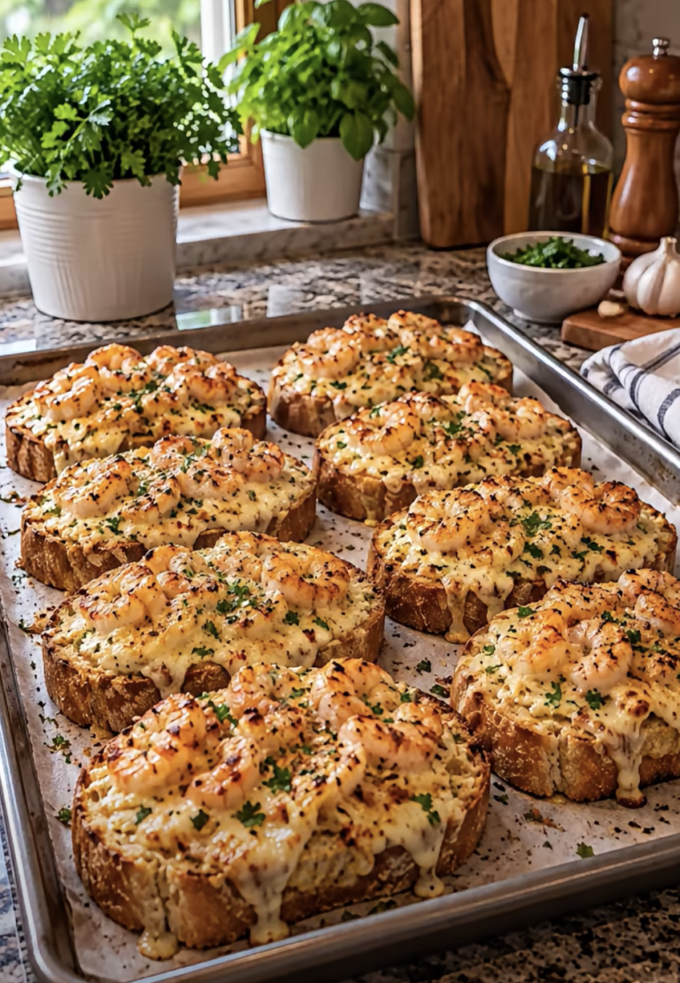 Cheesy Garlic Shrimp Toast – Easy, Crispy, and Irresistibly Creamy
