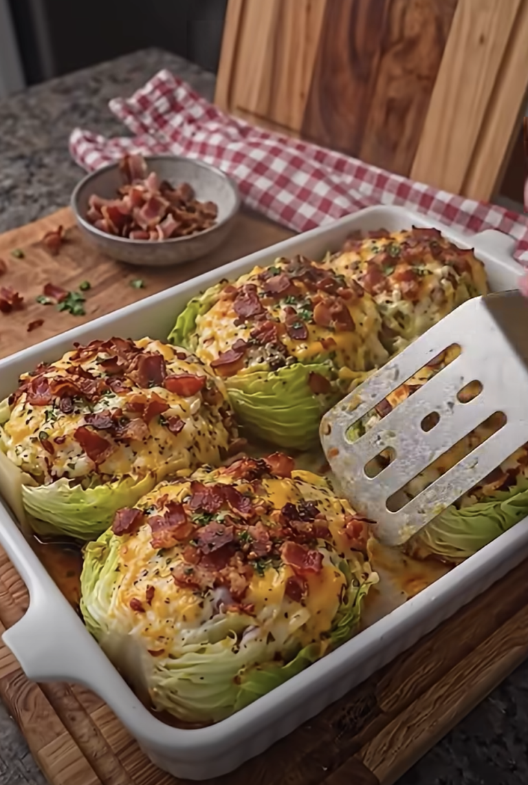Cabbage Boats with Cheese and Turkey Bacon – Easy Cheesy Baked Recipe