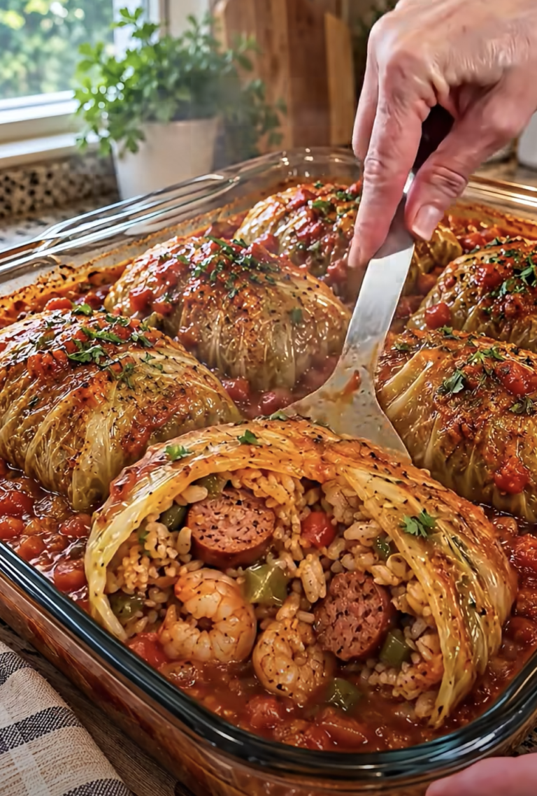 Cajun Shrimp and Beef Sausage Stuffed Cabbage – Easy Southern-Style Recipe