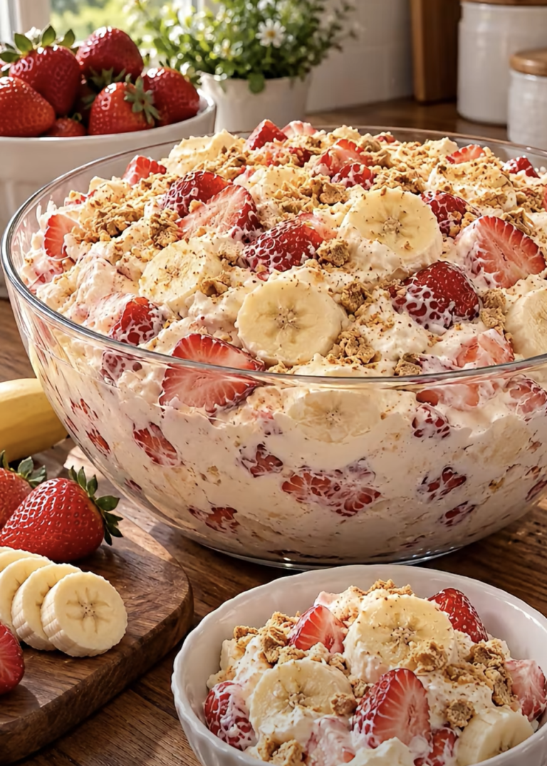 Strawberry Banana Cheesecake Salad – Easy No-Bake Creamy Dessert