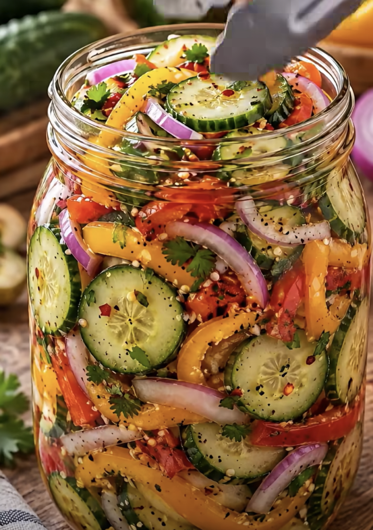 Anti-Inflammatory Pickled Cucumber, Onion & Bell Pepper Salad – Easy, Fresh & Tangy Recipe