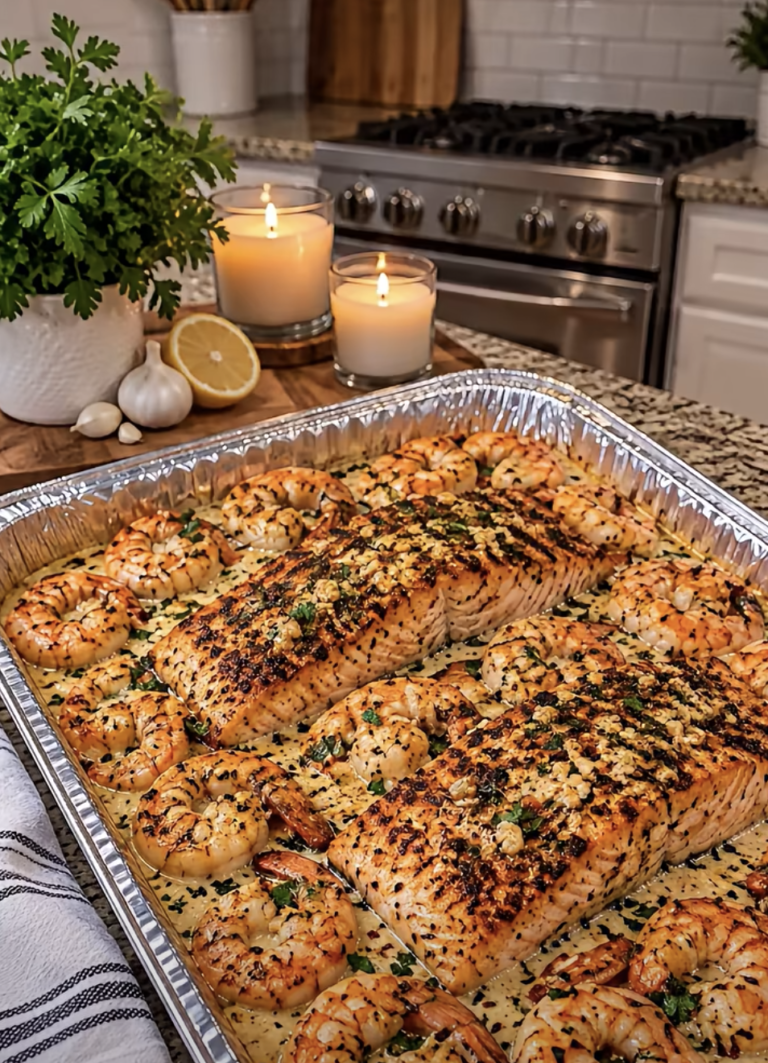 Creamy Garlic Butter Shrimp and Seared Salmon – Easy Restaurant-Style Seafood Dinner