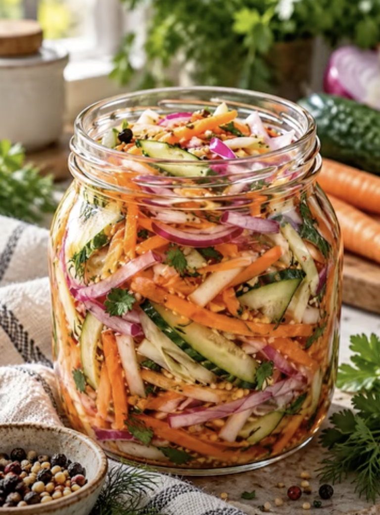 Homemade Crunchy Pickled Vegetable Salad – Tangy, Sweet & Refreshingly Crisp!
