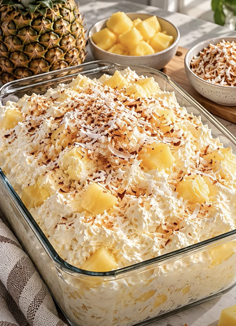High-Protein Pineapple Coconut Fluff – Creamy, Tropical & Delicious!