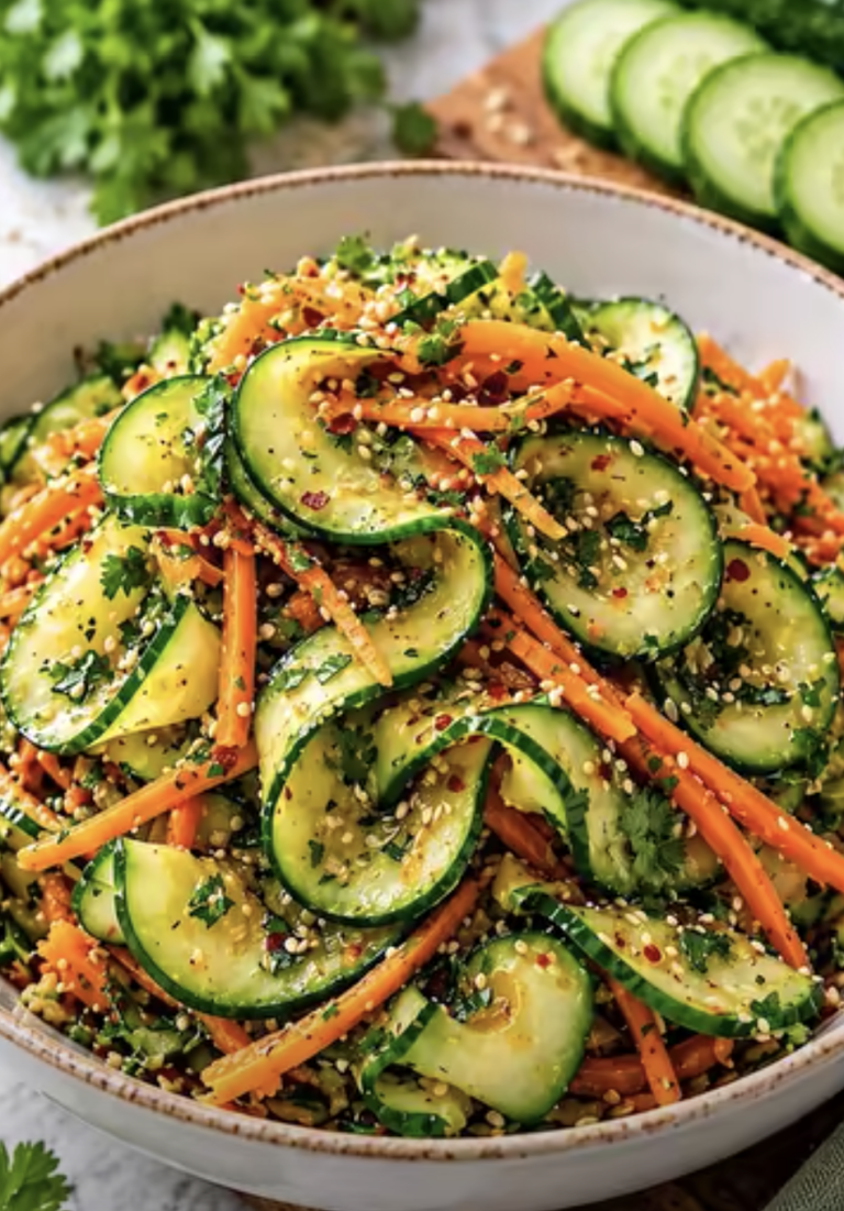 Asian Sesame Cucumber & Carrot Ribbon Salad – Fresh, Crunchy, and Easy Recipe