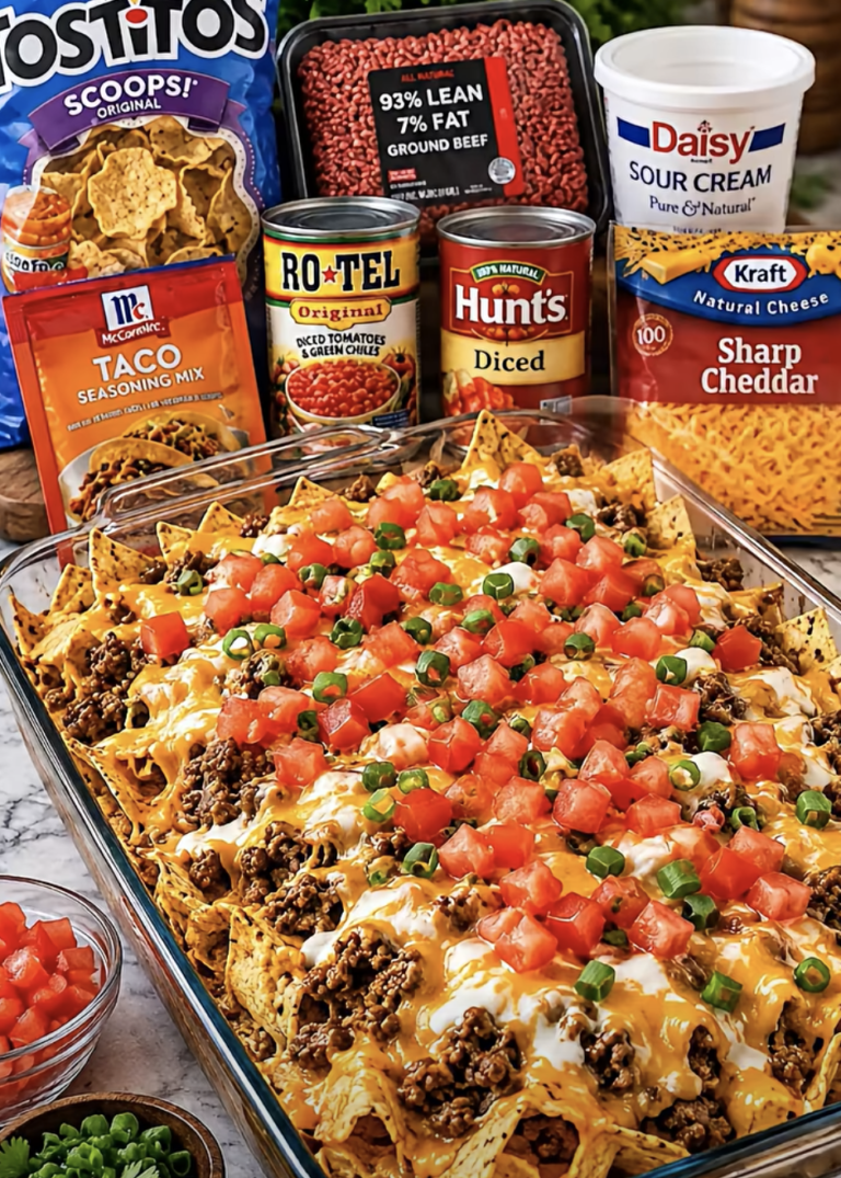 Loaded Beef Nacho Bake – Cheesy, Savory & Irresistibly Delicious!
