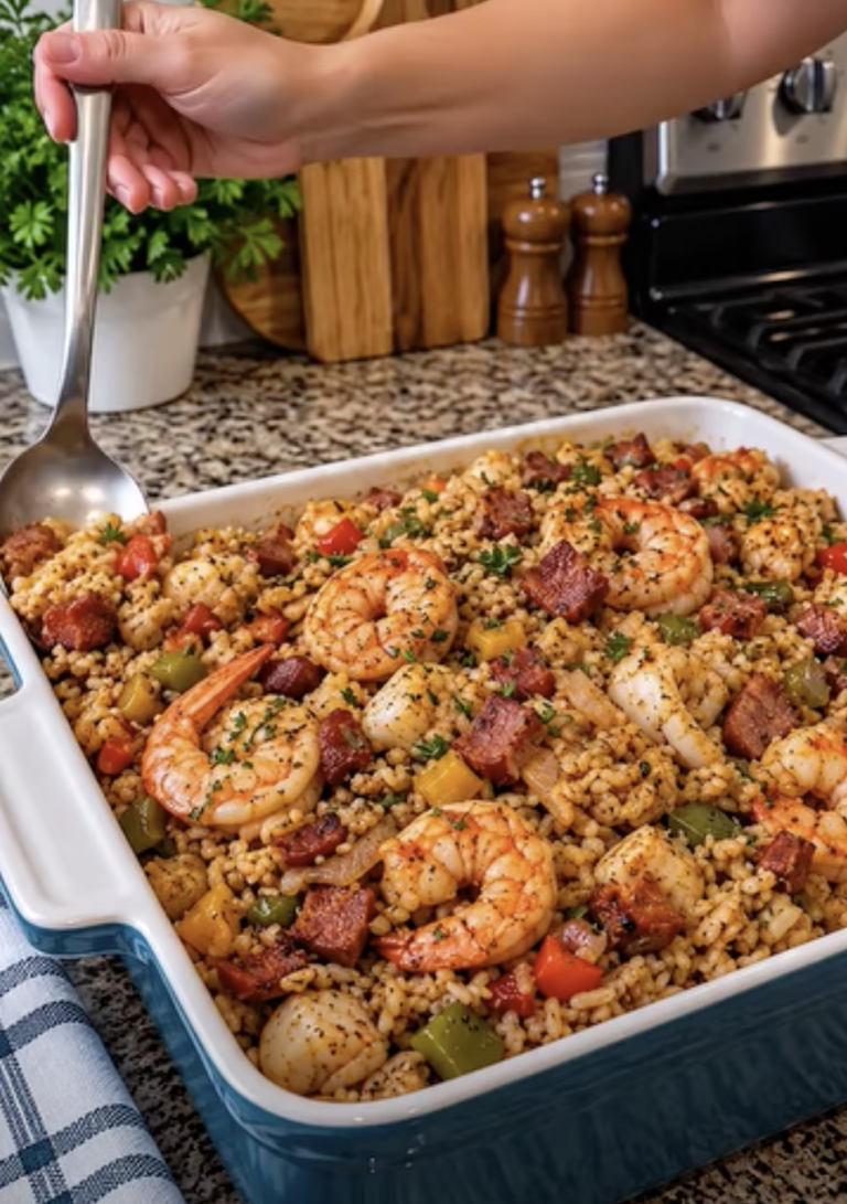 Seafood Dirty Rice with Turkey Bacon and Chicken Ham – Easy Cajun Dinner Recipe