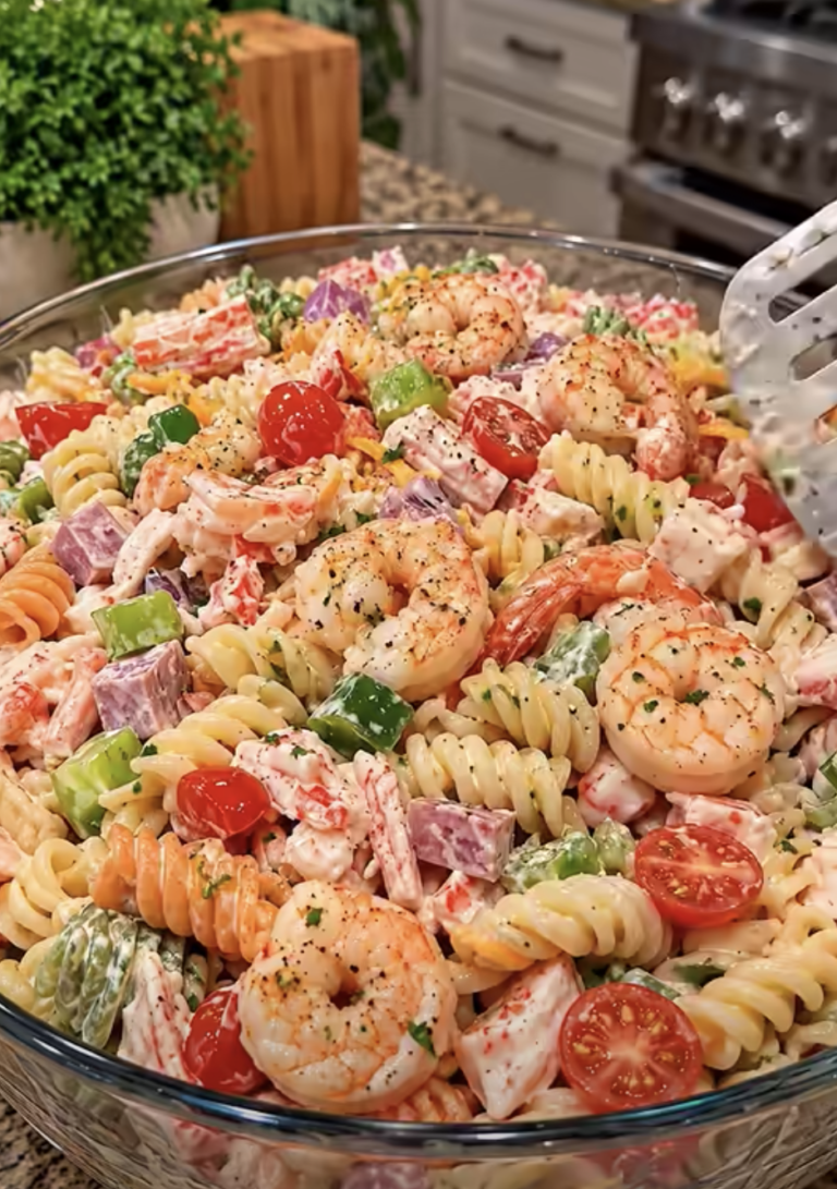Creamy Shrimp and Seafood Rotini Pasta Salad – Easy, Fresh, and Delicious