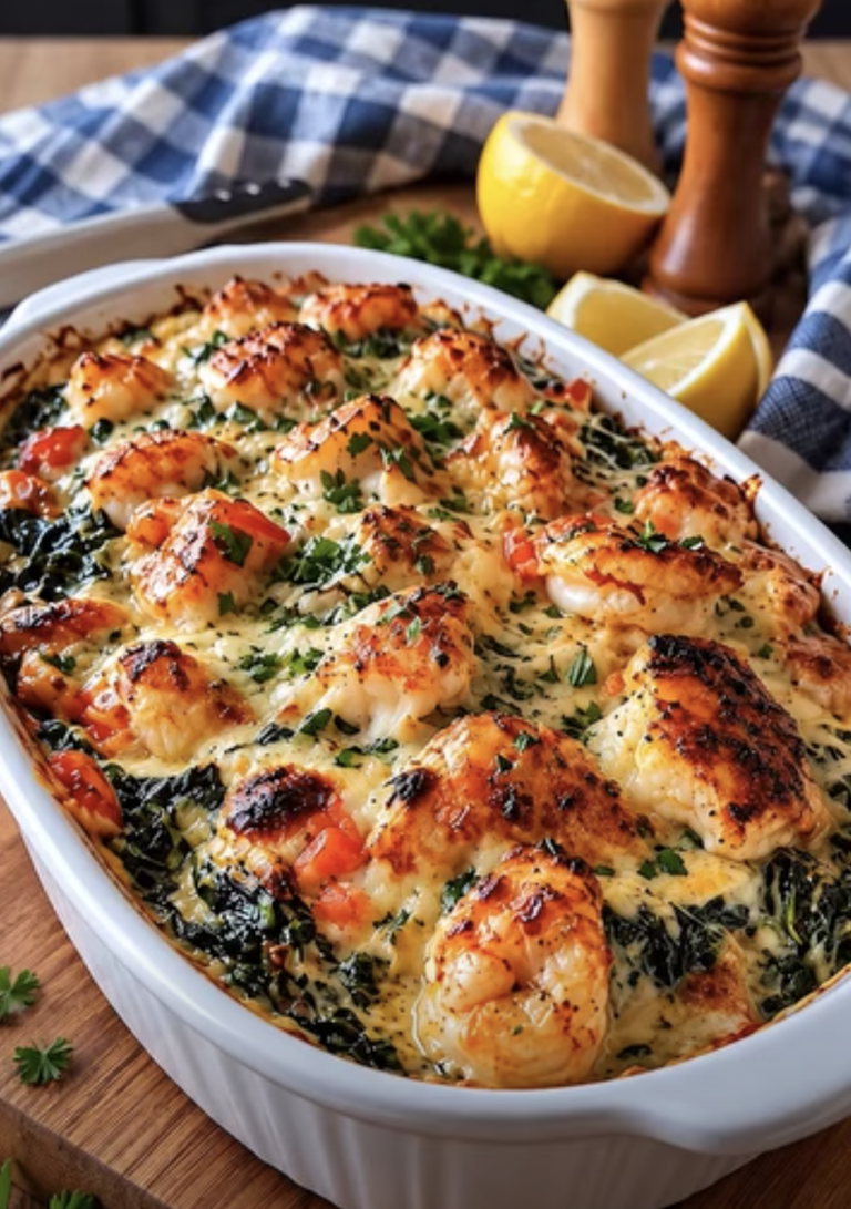 Ruth’s Chris-Style Seafood Spinach Rockefeller – Creamy, Cheesy Steakhouse-Inspired Casserole