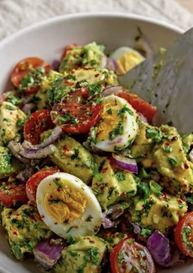 Loaded Avocado, Egg & Tomato Salad with Wholegrain Mustard Dressing – Fresh, Creamy, and Easy