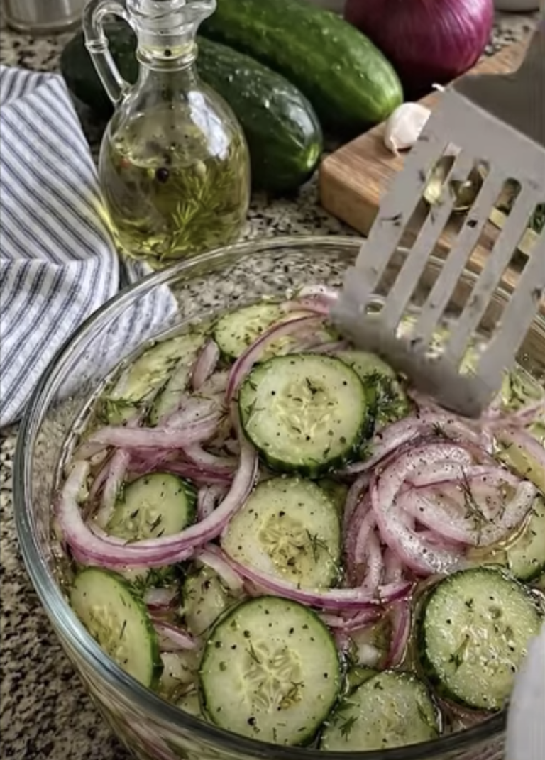 Marinated Cucumber & Red Onion Salad – Crisp, Tangy & Bursting with Fresh Flavor!