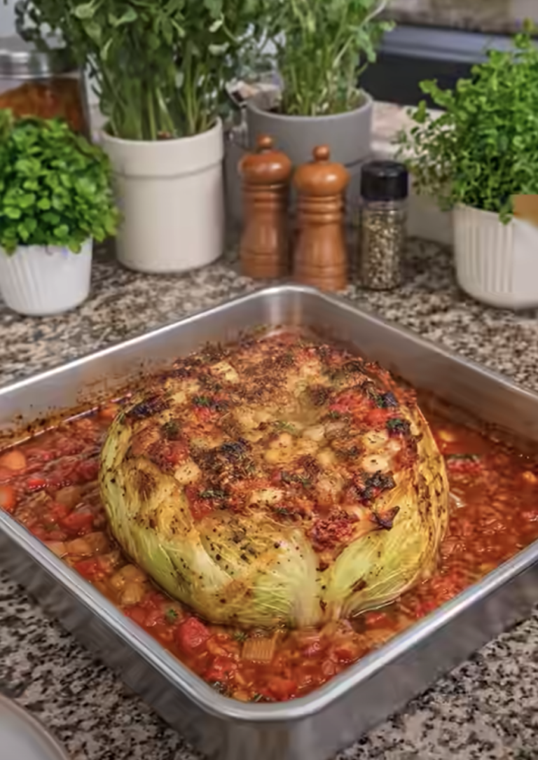 Oven-Roasted Stuffed Cabbage with Tomato Sauce – Easy, Hearty Family Dinner