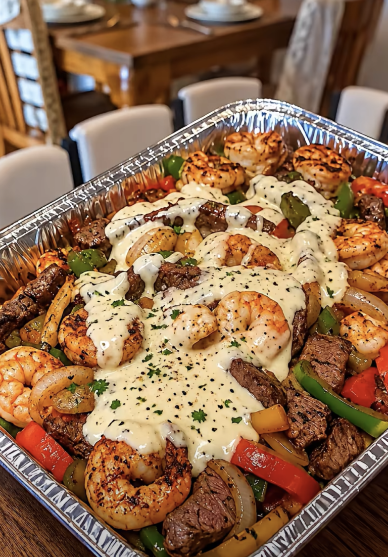 Shrimp and Steak Fajita Bowl with Creamy Sauce – Easy Restaurant-Style Dinner