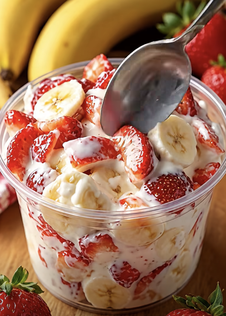 Creamy Strawberry Banana Fruit Salad – Easy No-Bake Dessert Recipe