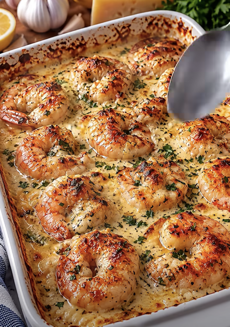 Creamy Garlic Parmesan Shrimp Bake – Easy, Cheesy Seafood Dinner