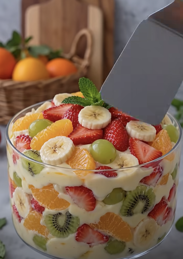 Creamy Custard Fruit Salad – Easy Vanilla Fruit Dessert Recipe