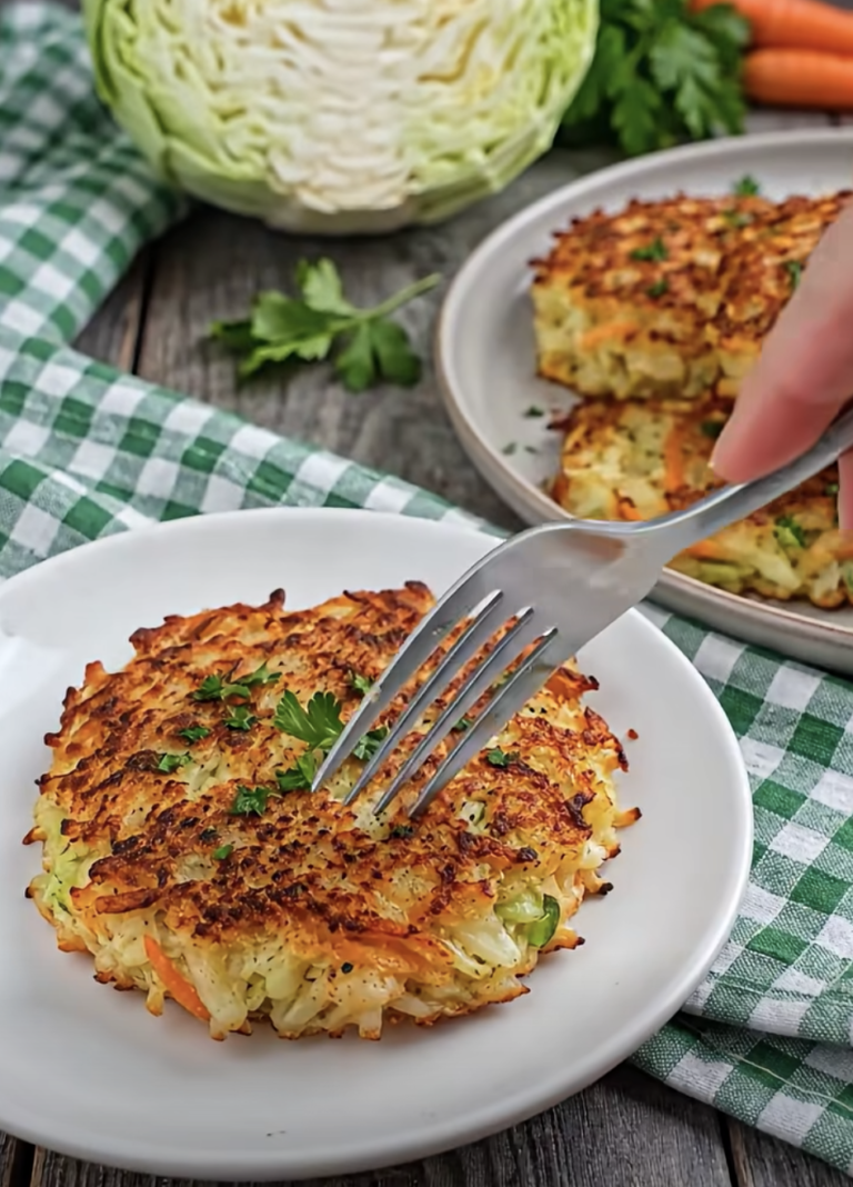 Crispy Cheesy Cabbage Patties – Easy Golden Vegetable Fritters with Garlic Sauce