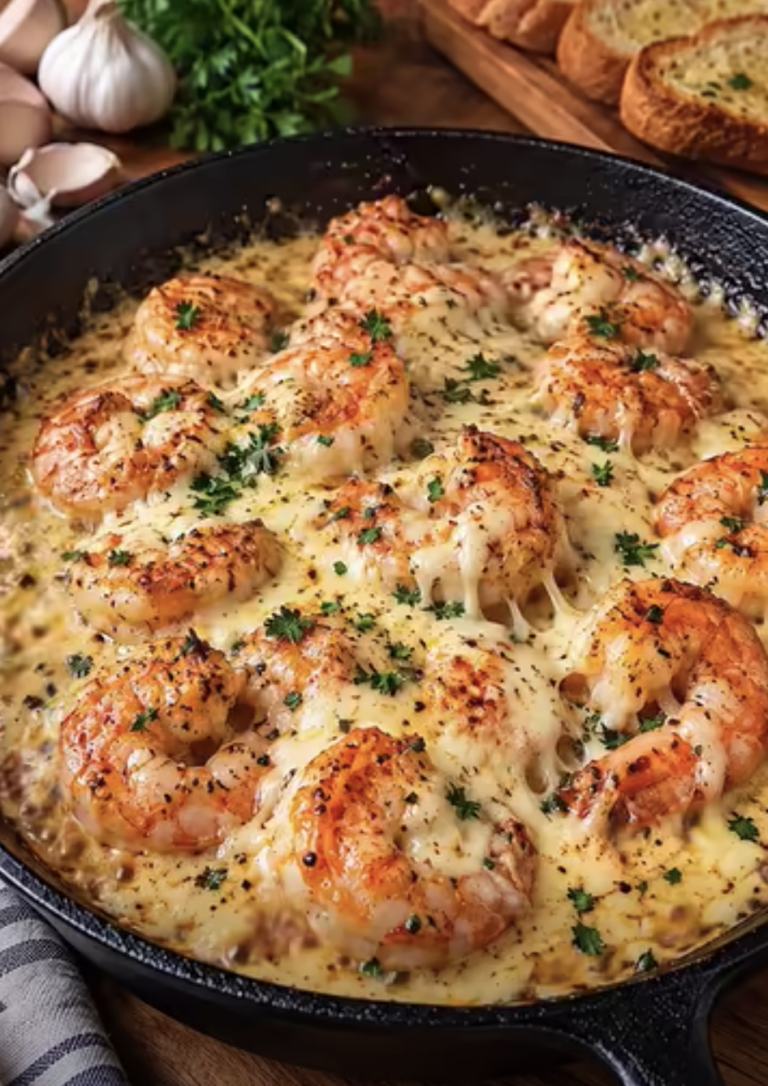 Loaded Cheesy Garlic Butter Shrimp